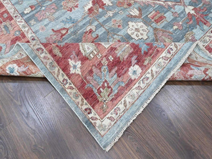 Blue 9'11" x 13'10" Heriz Hand knotted Wool Rug - Sku: O010548