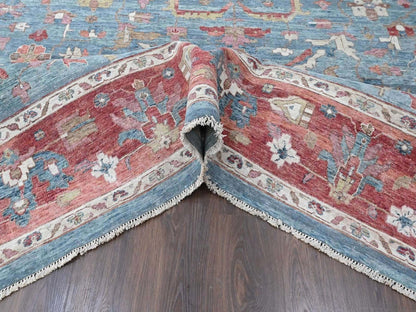 Blue 12'0" x 15'0" Heriz Hand knotted Wool Rug - Sku: O010549