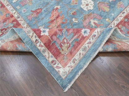 Blue 12'0" x 15'0" Heriz Hand knotted Wool Rug - Sku: O010549