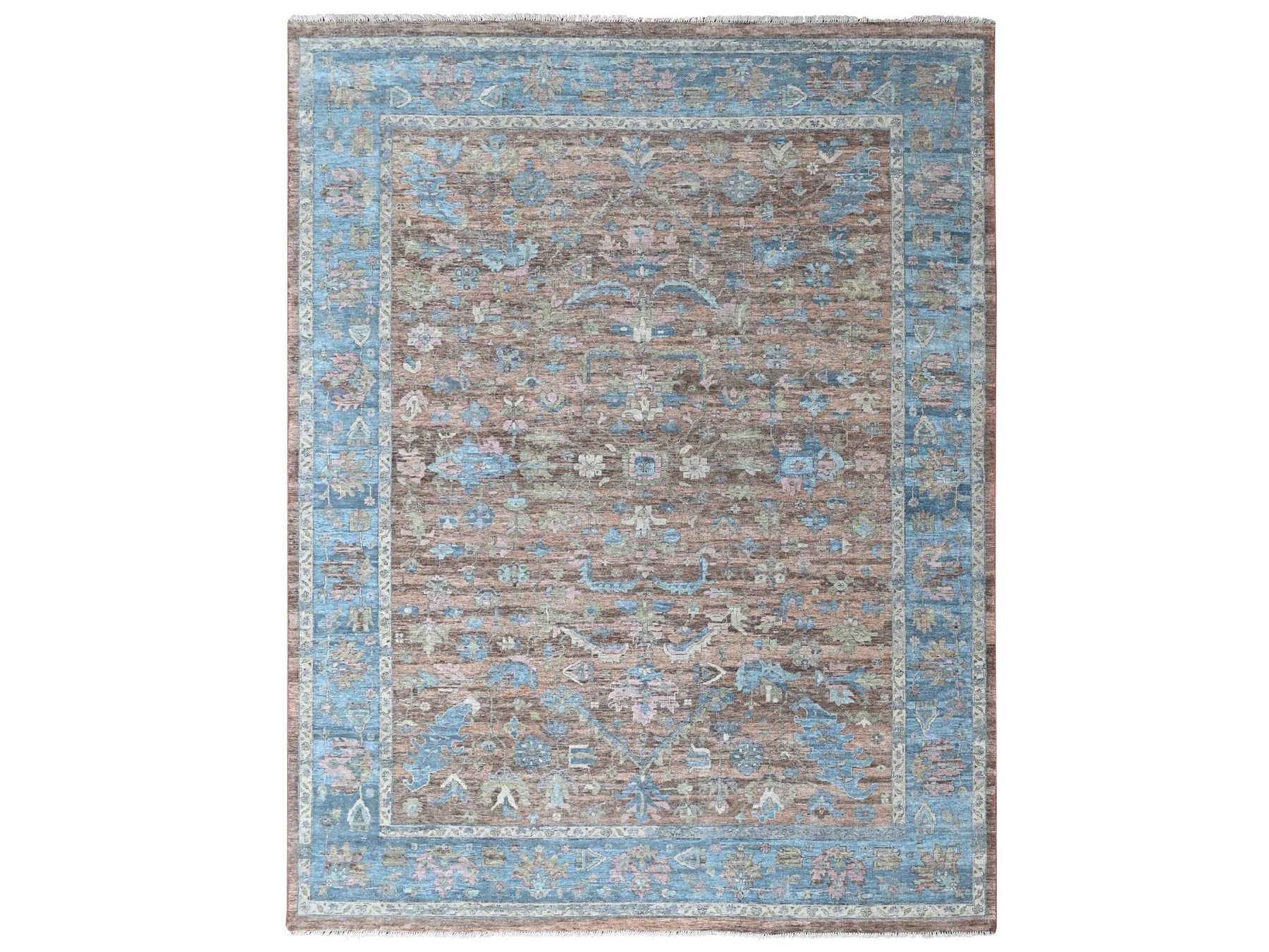 Brown 8'11" x 11'9" Heriz Hand knotted Wool Rug - Sku: O010550