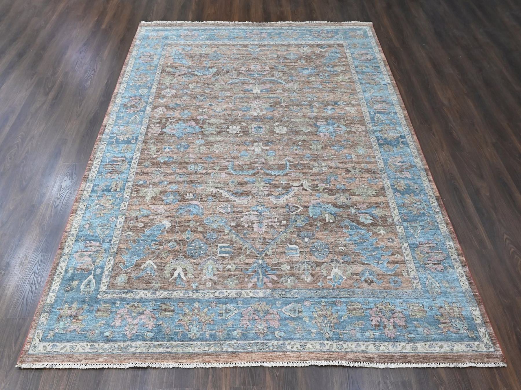 Brown 8'11" x 11'9" Heriz Hand knotted Wool Rug - Sku: O010550
