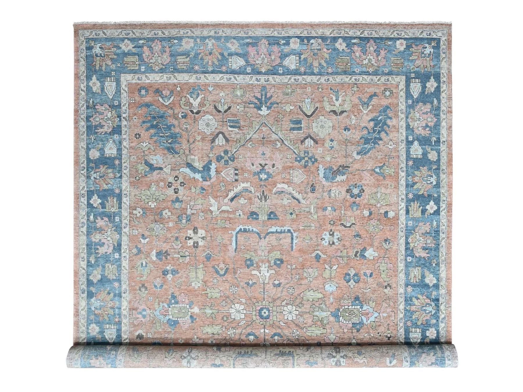Pink 9'10" x 13'9" Heriz Hand knotted Wool Rug - Sku: O010552