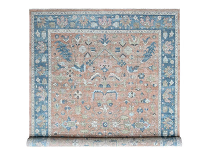 Pink 9'10" x 13'9" Heriz Hand knotted Wool Rug - Sku: O010552