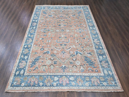 Heriz Heriz hand-knotted wool rug in Pink & Blue, 9'10" x 13'9" — SKU O010552 (view 2)