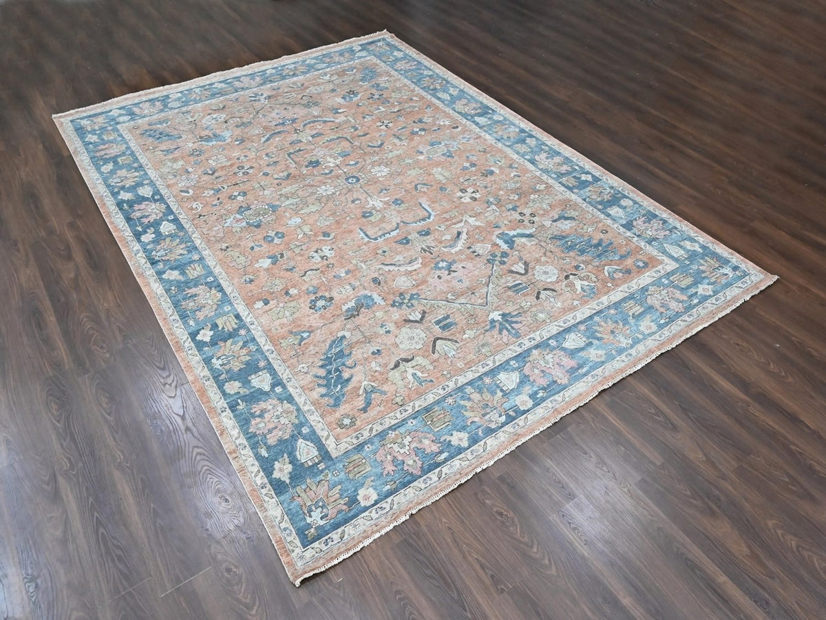 Heriz Heriz hand-knotted wool rug in Pink & Blue, 9'10" x 13'9" — SKU O010552 (view 3)
