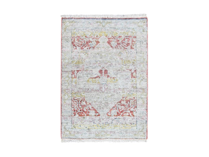 Mahal Oushak hand-knotted wool rug in Ivory, 2' x 2'11" — SKU O010553