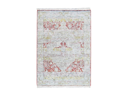 Mahal Oushak hand-knotted wool rug in Ivory, 2' x 2'11" — SKU O010554