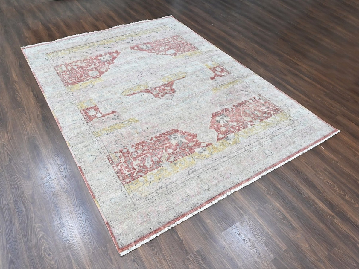 Mahal Oushak hand-knotted wool rug in Ivory, 8'11" x 11'10" — SKU O010555 (view 3)