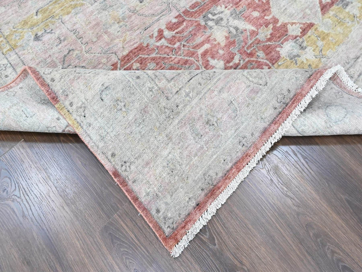 Mahal Oushak hand-knotted wool rug in Ivory, 8'11" x 11'10" — SKU O010555 (view 6)