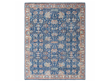 Blue 8'11" x 11'10" Oushak And Peshawar Hand knotted Wool Rug - Sku: O010556