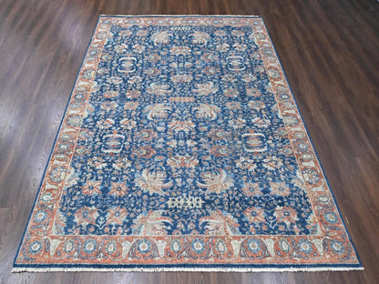 Blue 8'11" x 11'10" Oushak And Peshawar Hand knotted Wool Rug - Sku: O010556