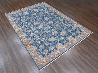 Blue 8'11" x 11'10" Oushak And Peshawar Hand knotted Wool Rug - Sku: O010556