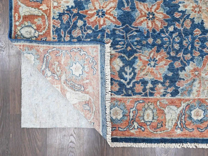 Blue 8'11" x 11'10" Oushak And Peshawar Hand knotted Wool Rug - Sku: O010556
