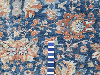 Blue 8'11" x 11'10" Oushak And Peshawar Hand knotted Wool Rug - Sku: O010556