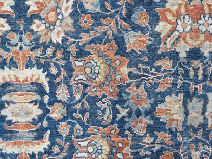 Blue 8'11" x 11'10" Oushak And Peshawar Hand knotted Wool Rug - Sku: O010556