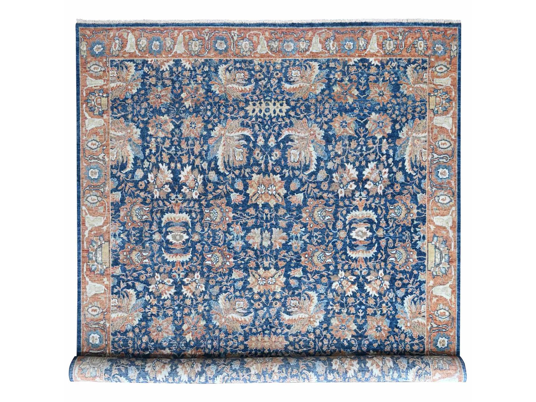 Blue 10'3" x 13'10" Oushak And Peshawar Hand knotted Wool Rug - Sku: O010557