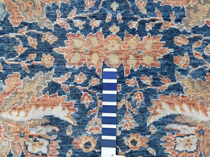 Blue 10'3" x 13'10" Oushak And Peshawar Hand knotted Wool Rug - Sku: O010557