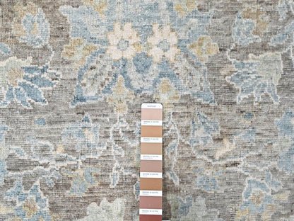 Brown 9'11" x 14'2" Oushak And Peshawar Hand knotted Wool Rug - Sku: O010558