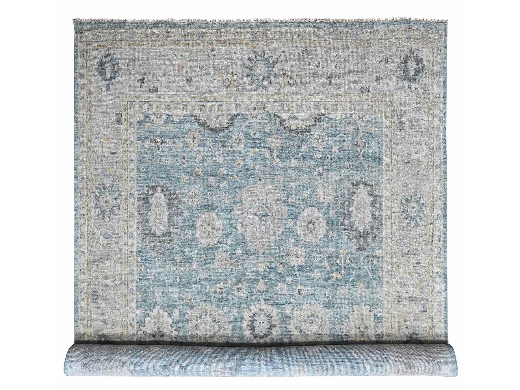 Blue 11'11" x 15'1" Oushak And Peshawar Hand knotted Wool Rug - Sku: O010560