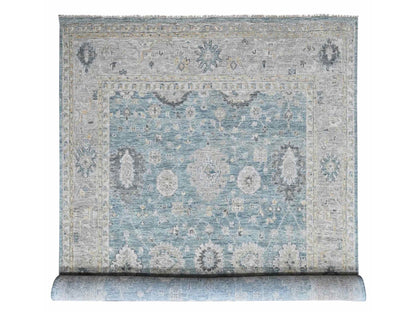 Blue 11'11" x 15'1" Oushak And Peshawar Hand knotted Wool Rug - Sku: O010560
