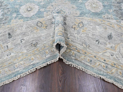 Blue 11'11" x 15'1" Oushak And Peshawar Hand knotted Wool Rug - Sku: O010560
