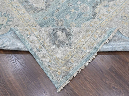 Blue 11'11" x 15'1" Oushak And Peshawar Hand knotted Wool Rug - Sku: O010560