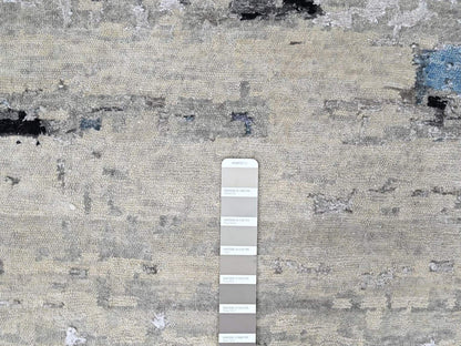 Modern / Contemporary hand-knotted wool/silk rug in Beige, 9' x 11'9", SKU O010561 (view 7)