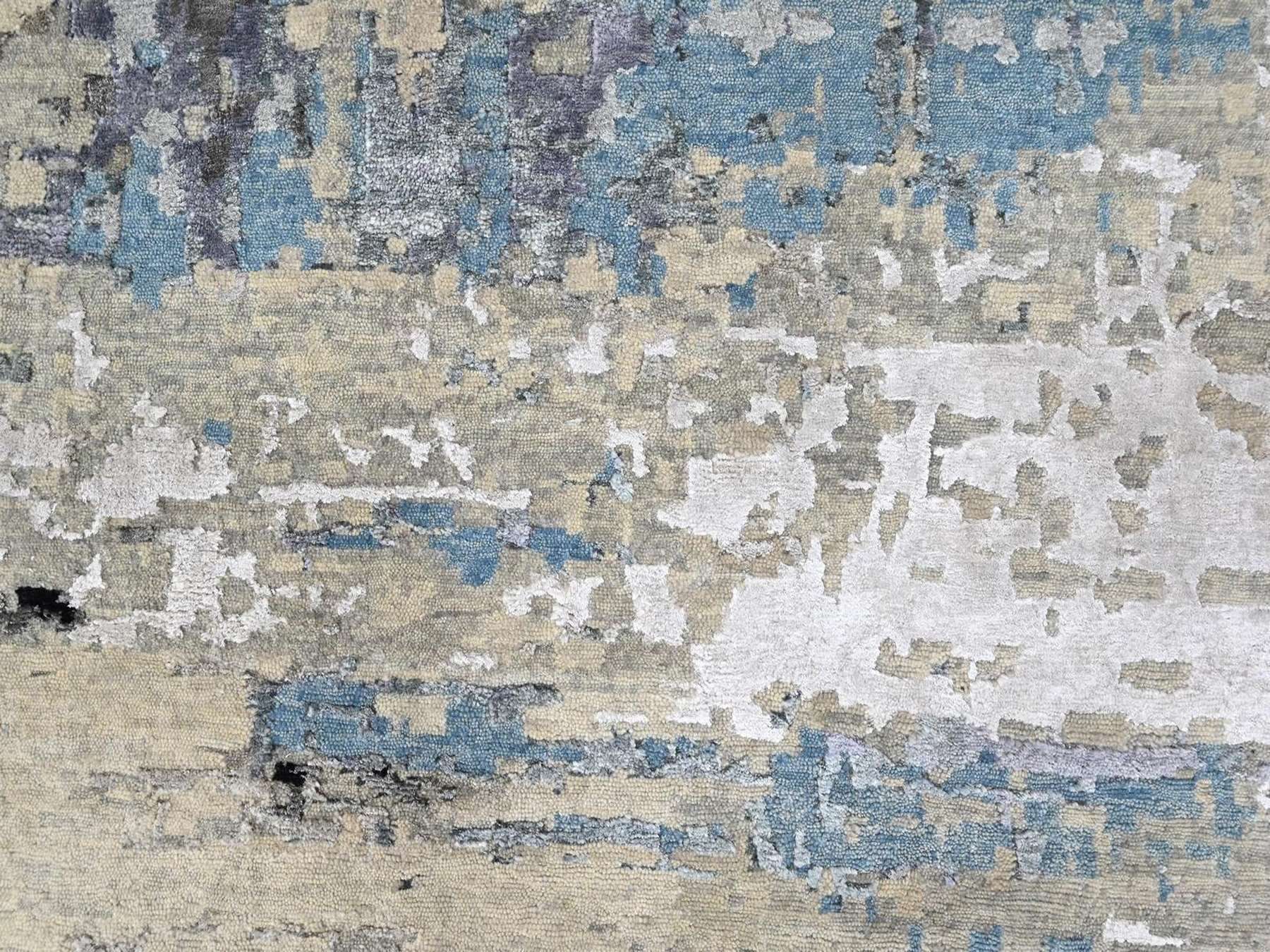 Modern / Contemporary hand-knotted wool/silk rug in Beige, 9' x 11'9", SKU O010561 (view 8)