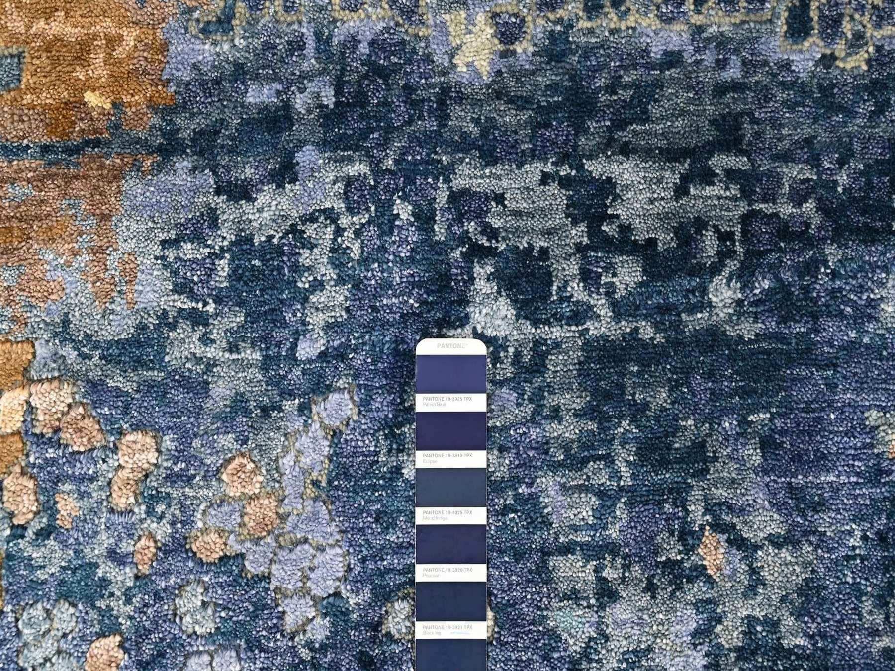 Persian Modern / Contemporary hand-knotted wool/silk rug in Blue, 8' x 9'10", SKU O010562 (view 7)