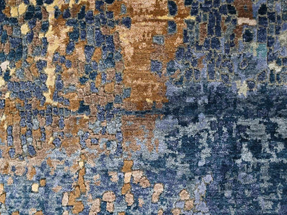 Persian Modern / Contemporary hand-knotted wool/silk rug in Blue, 8' x 9'10", SKU O010562 (view 8)