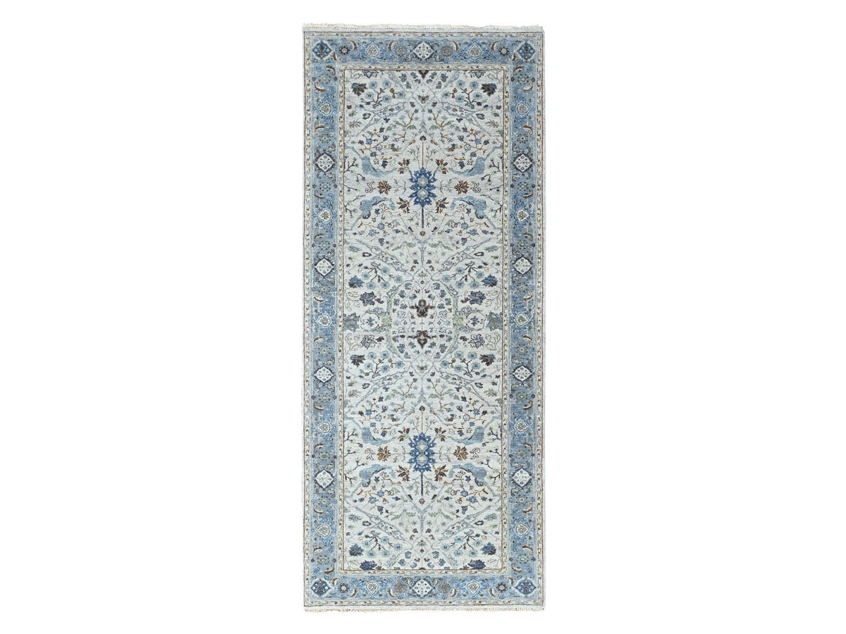 Oushak Oushak hand-knotted wool runner in Gray, 4' x 9'10", SKU O010565