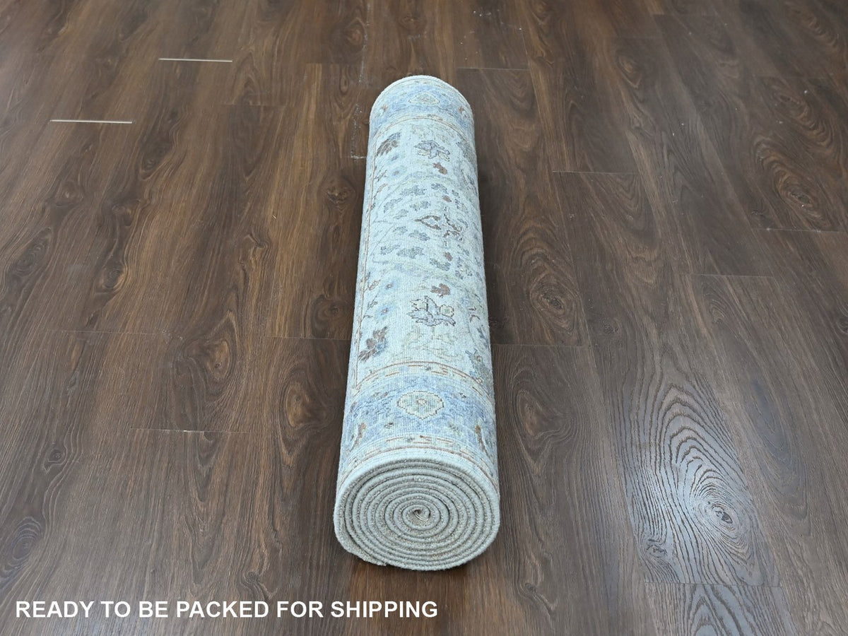 Oushak Oushak hand-knotted wool runner in Gray, 4' x 12', SKU O010566 (view 6)