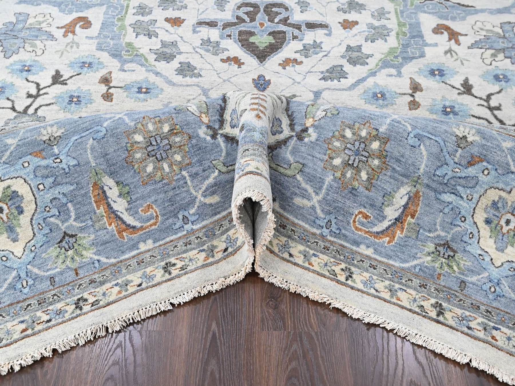Oushak Oushak hand-knotted wool rug in Gray, 11'10" x 12', SKU O010570 (view 5)