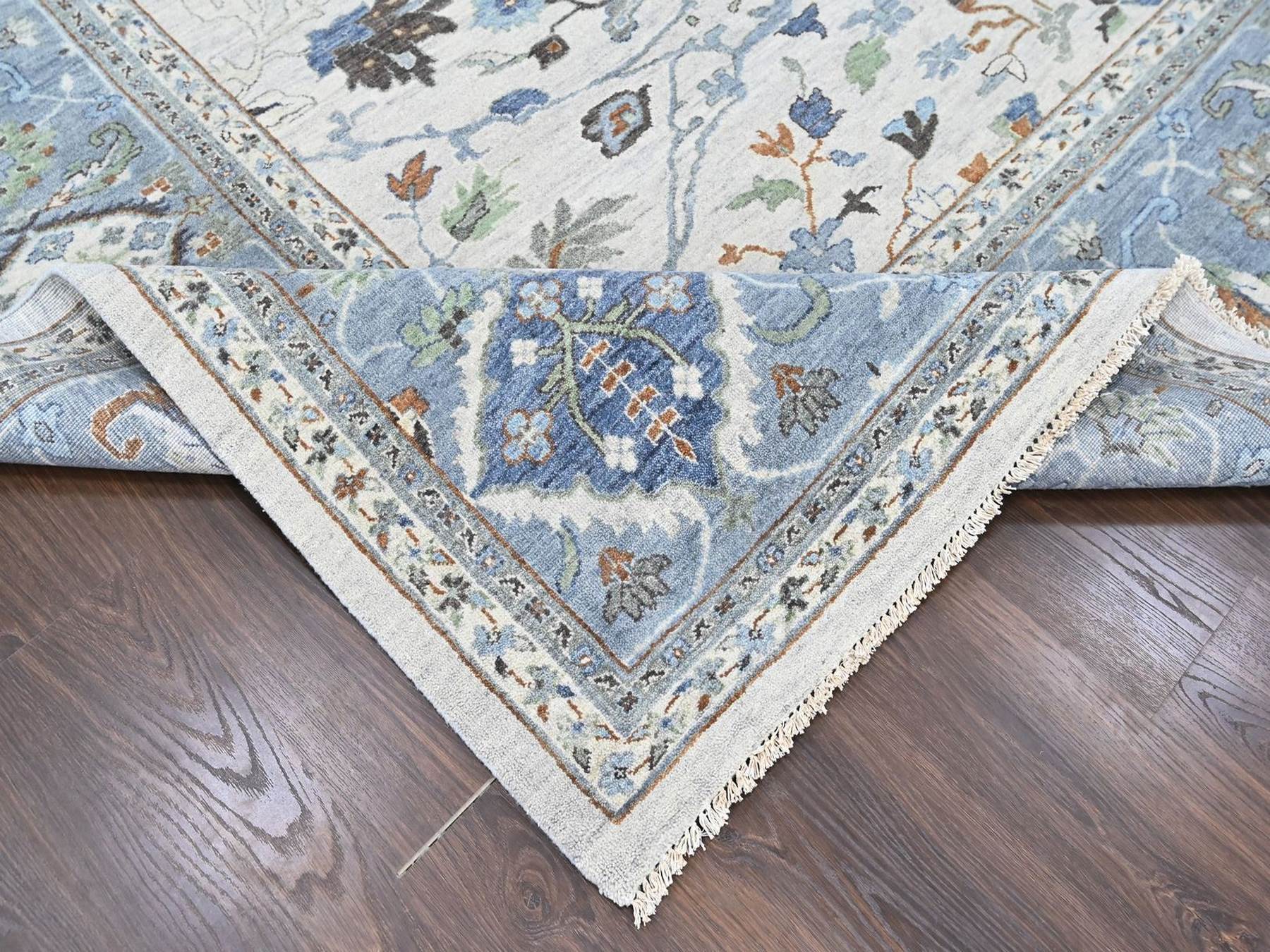 Oushak Oushak hand-knotted wool rug in Gray, 11'10" x 12', SKU O010570 (view 6)
