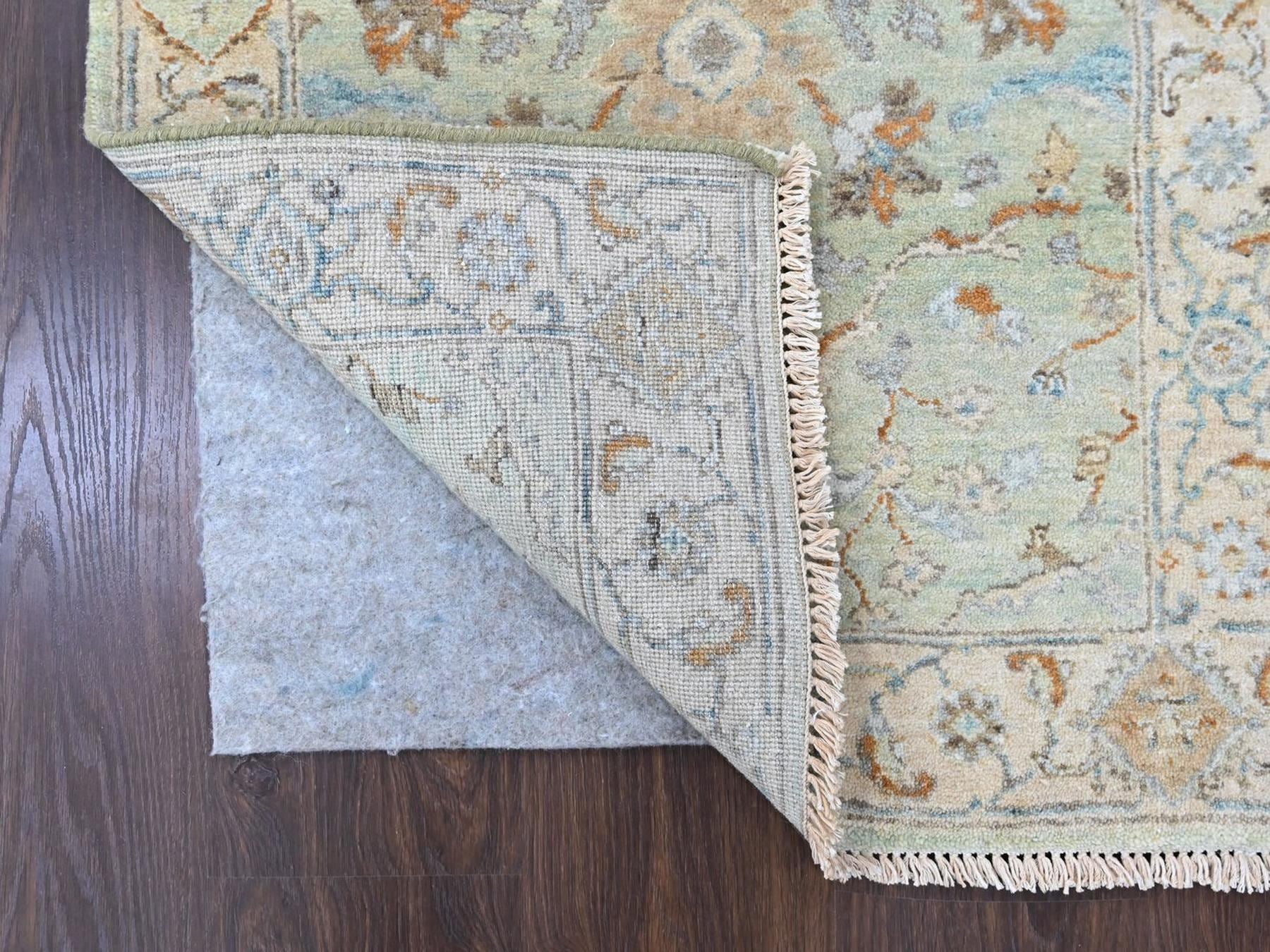 Oushak Oushak hand-knotted wool runner in Green, 2'5" x 8', SKU O010574 (view 3)