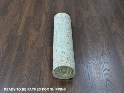 Oushak Oushak hand-knotted wool runner in Green, 2'5" x 8', SKU O010574 (view 6)