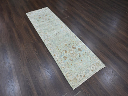 Oushak Oushak hand-knotted wool runner in Green, 2'6" x 8', SKU O010575 (view 2)
