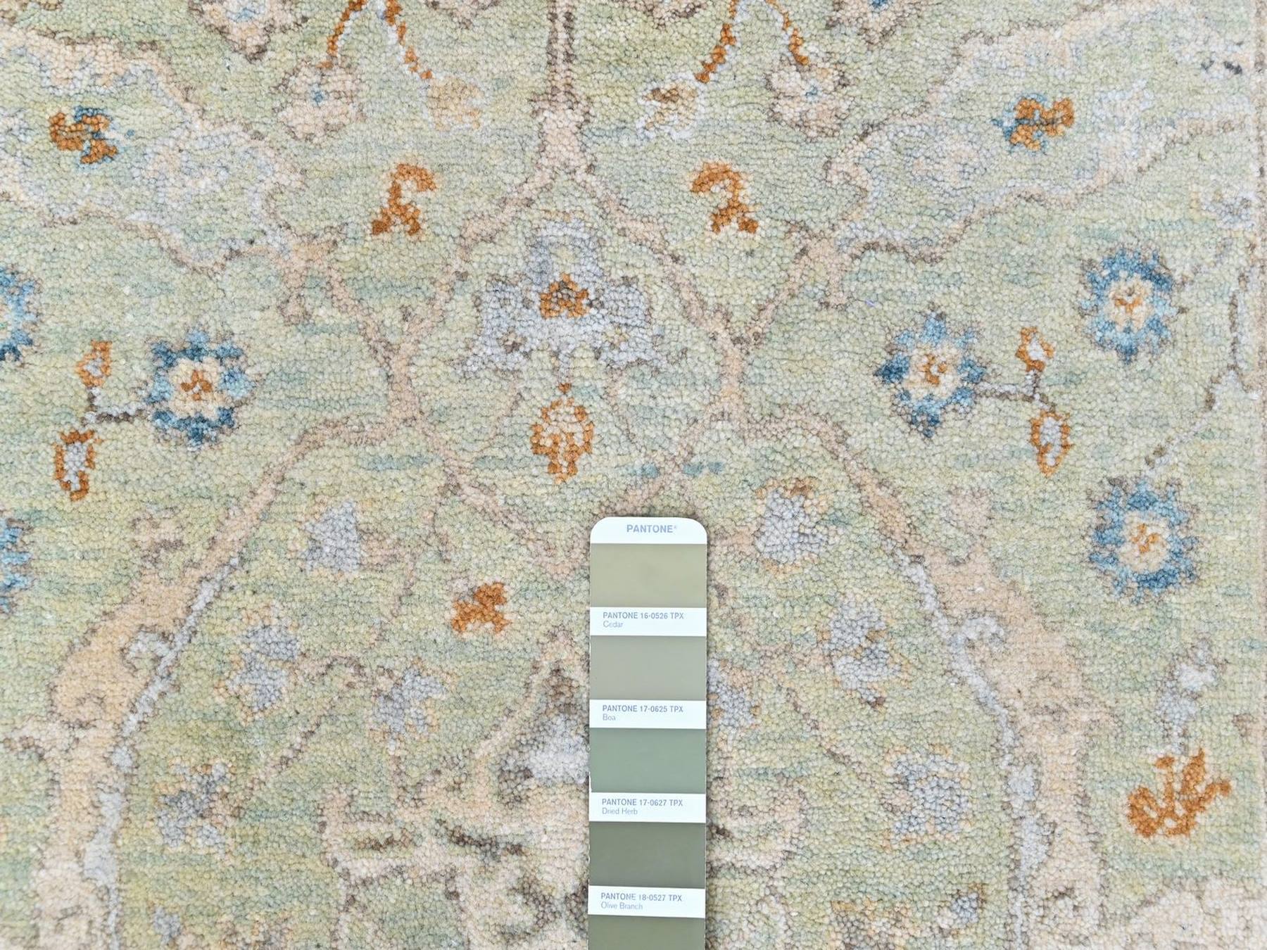 Oushak Oushak hand-knotted wool runner in Green, 2'6" x 8', SKU O010575 (view 4)