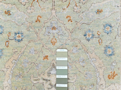 Oushak Oushak hand-knotted wool runner in Green, 2'6" x 8', SKU O010575 (view 4)