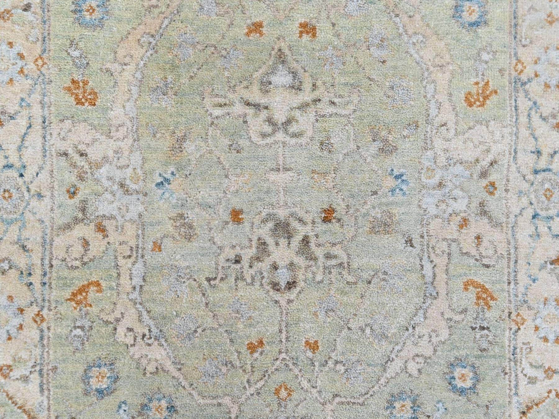 Oushak Oushak hand-knotted wool runner in Green, 2'6" x 8', SKU O010575 (view 5)