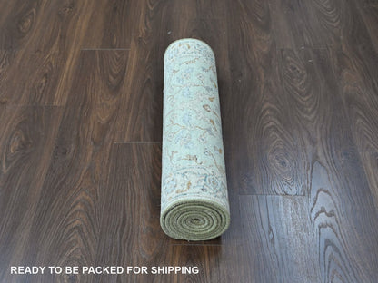 Oushak Oushak hand-knotted wool runner in Green, 2'6" x 8', SKU O010575 (view 6)