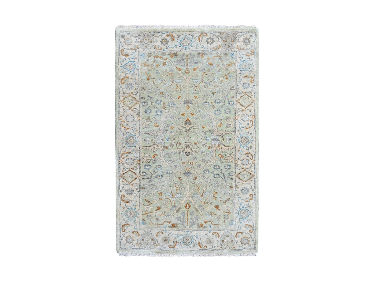 Oushak Oushak hand-knotted wool rug in Green, 3'1" x 4'10", SKU O010579