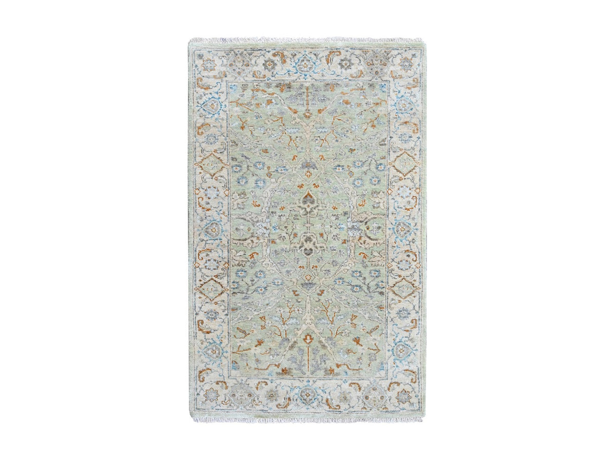 Oushak Oushak hand-knotted wool rug in Green, 3'1" x 5', SKU O010580