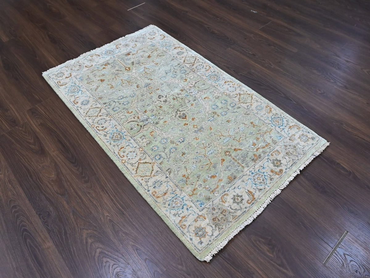 Oushak Oushak hand-knotted wool rug in Green, 3'1" x 5', SKU O010580 (view 2)