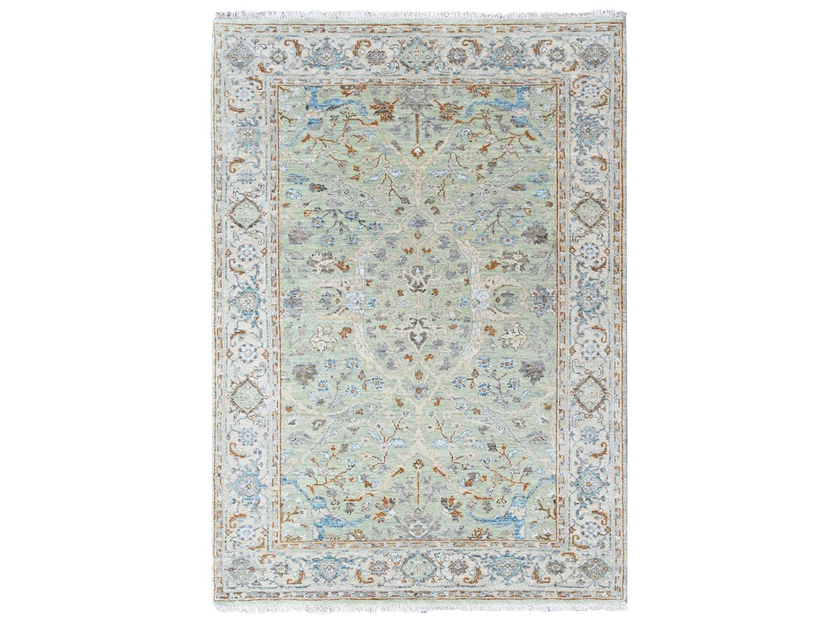 Oushak Oushak hand-knotted wool rug in Green, 4' x 6', SKU O010581