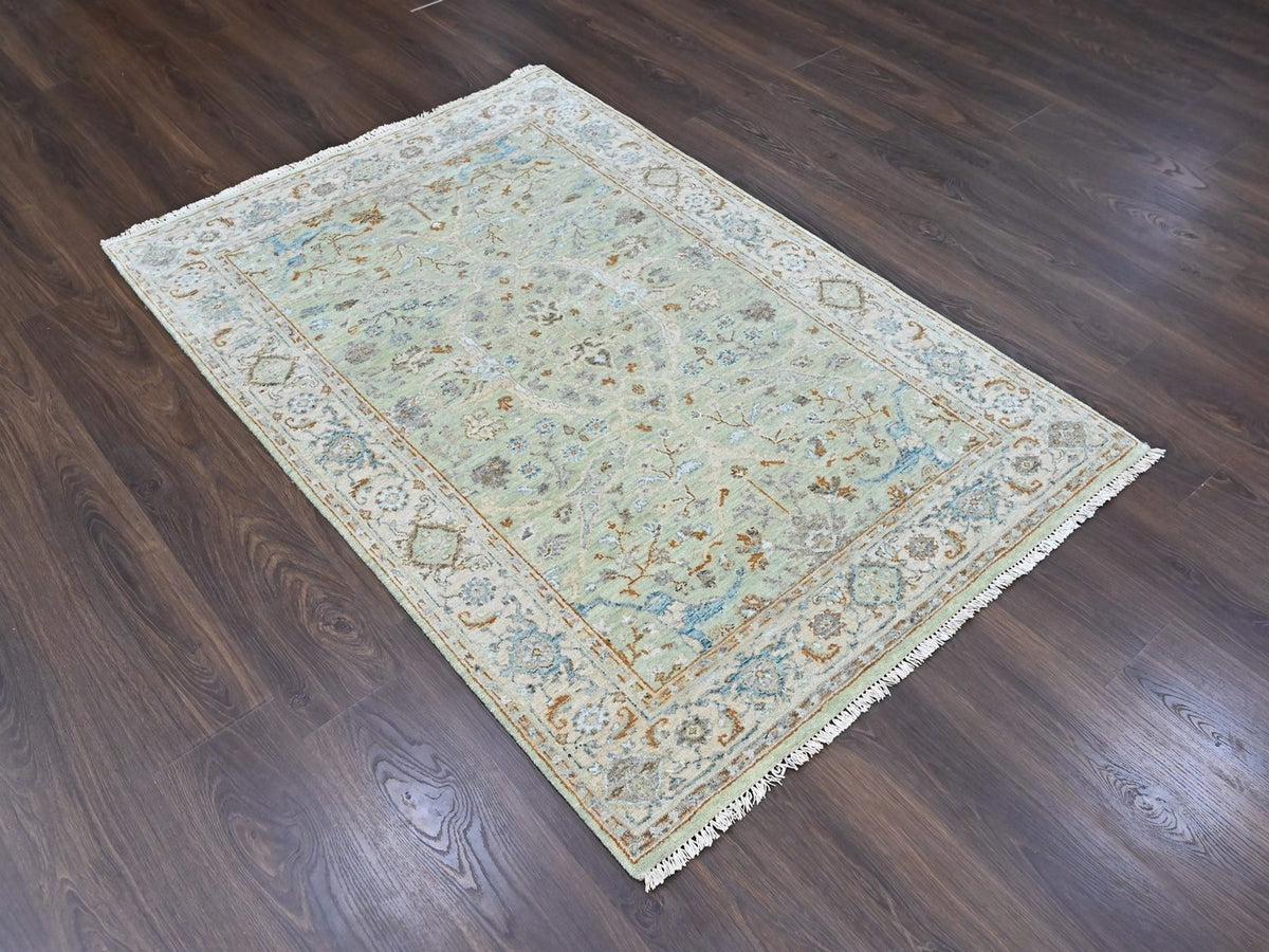 Oushak Oushak hand-knotted wool rug in Green, 4' x 6', SKU O010581 (view 2)