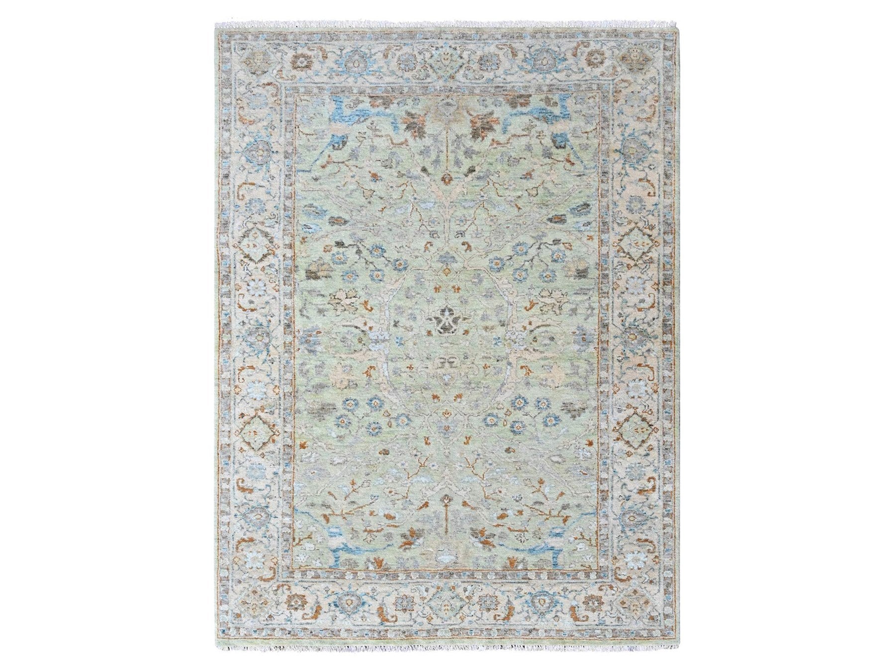 Oushak Oushak hand-knotted wool rug in Green, 5' x 7', SKU O010582