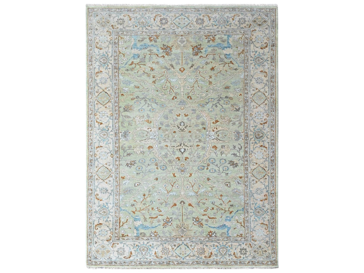 Oushak Oushak hand-knotted wool rug in Green, 6'2" x 9', SKU O010584