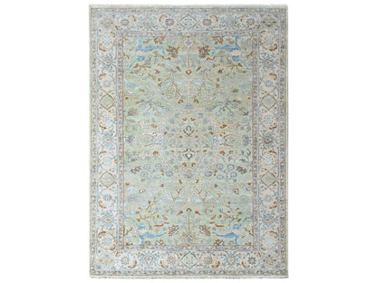 Oushak Oushak hand-knotted wool rug in Green, 6'2" x 9', SKU O010584