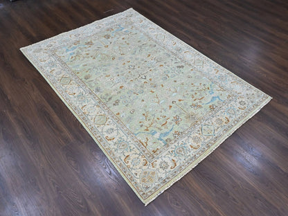 Oushak Oushak hand-knotted wool rug in Green, 6'2" x 9', SKU O010584 (view 2)